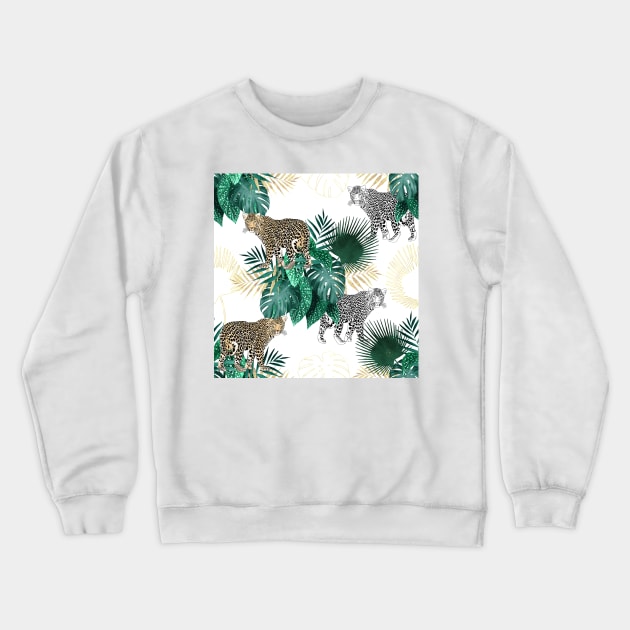 Modern leopard and tropical leaves design Crewneck Sweatshirt by NdesignTrend